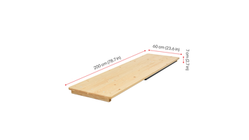 Maße des zusammengeklappten Stehtisches "200x60" Der Stehtisch "200x60" wird mit ihren zusammengeklappten Maßen dargestellt.