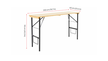 Maße des Stehtisches Stand Up 200x60 | Natur Der Stehtisch Stand Up 200x60 in Natur  wird mit seinen Maßen dargestellt.