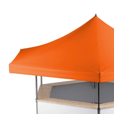 Beer stand with orange roof.