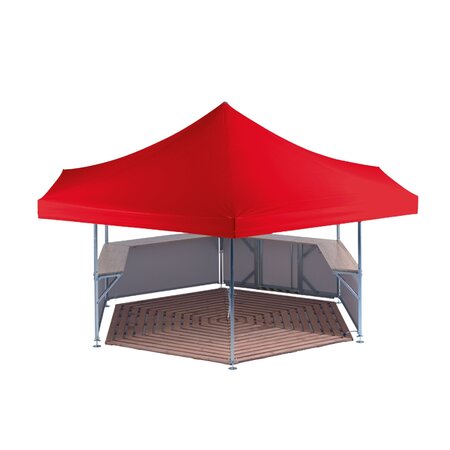 The beer stand contains a wooden floor.