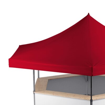 A beerstand with a red roof.