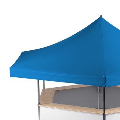 A beer stand with a blue roof.