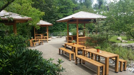 Several Lagos are set up in the Tao Garden at Munich Zoo.